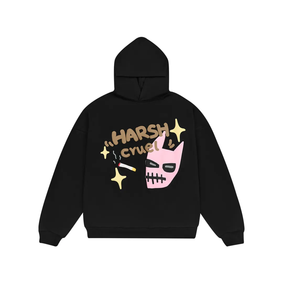 Smoking Demon Foam Print Hoodie