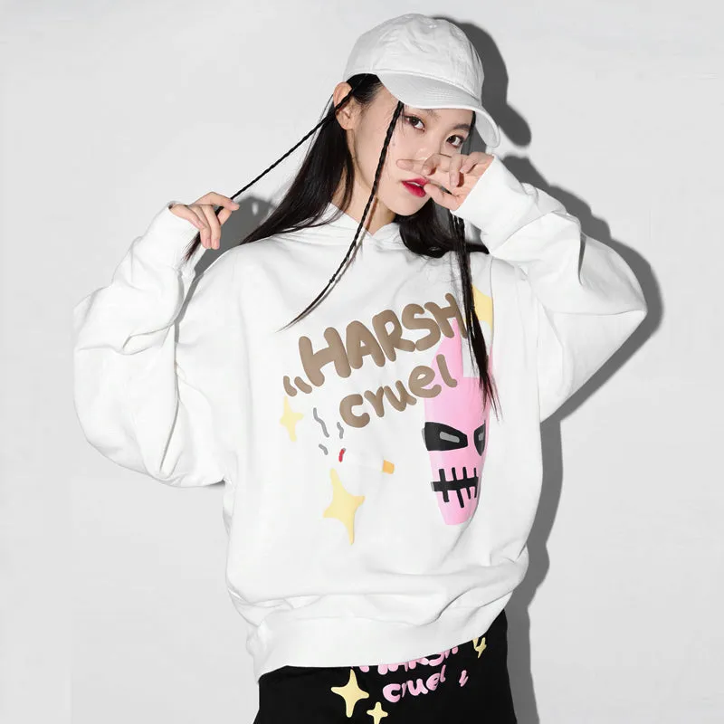 Smoking Demon Foam Print Hoodie