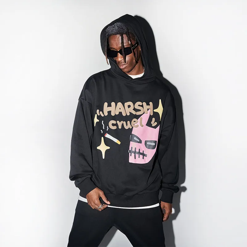 Smoking Demon Foam Print Hoodie