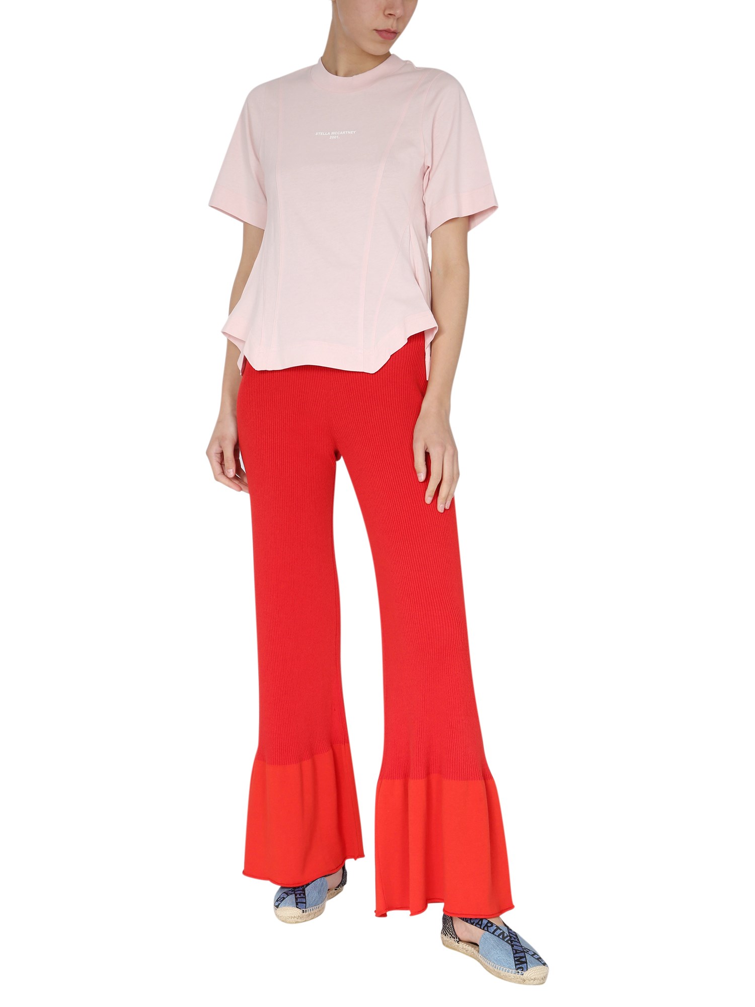 STELLA McCARTNEY    RIBBED KNIT TROUSERS WITH FLOUNCE