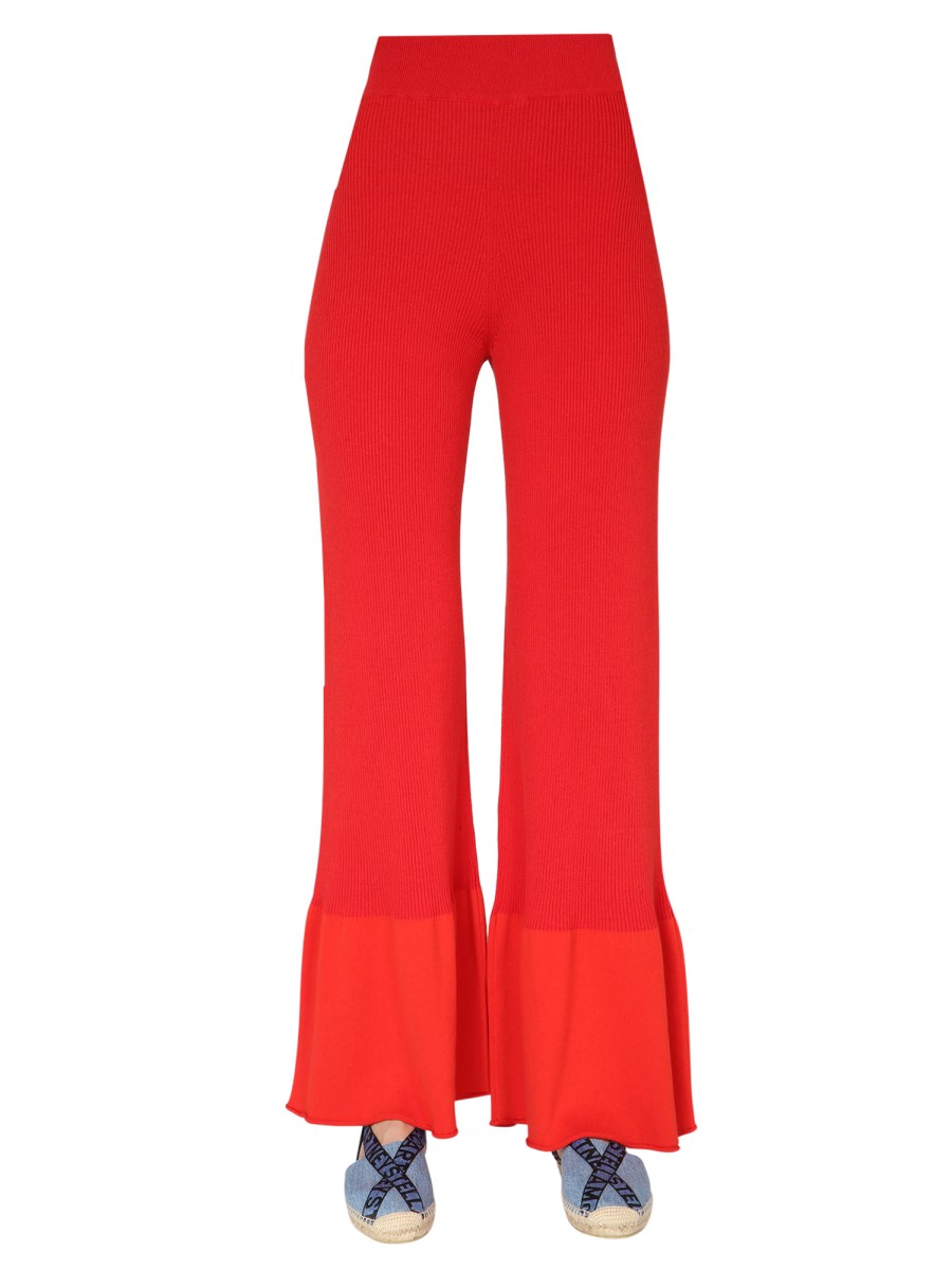 STELLA McCARTNEY    RIBBED KNIT TROUSERS WITH FLOUNCE