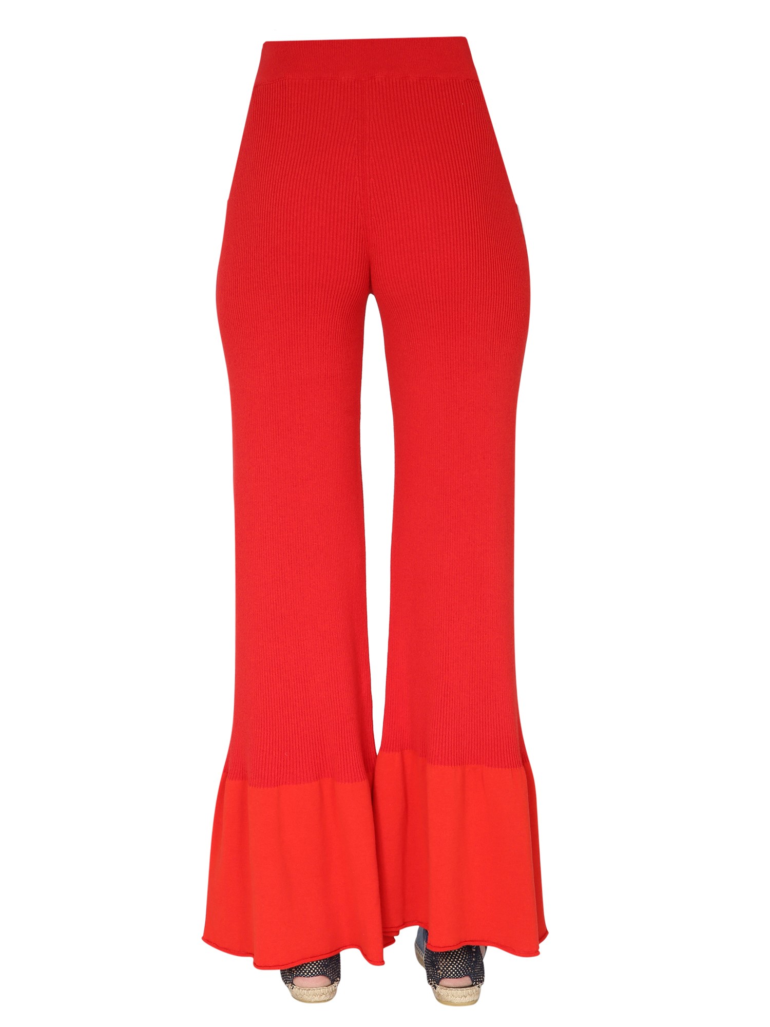 STELLA McCARTNEY    RIBBED KNIT TROUSERS WITH FLOUNCE