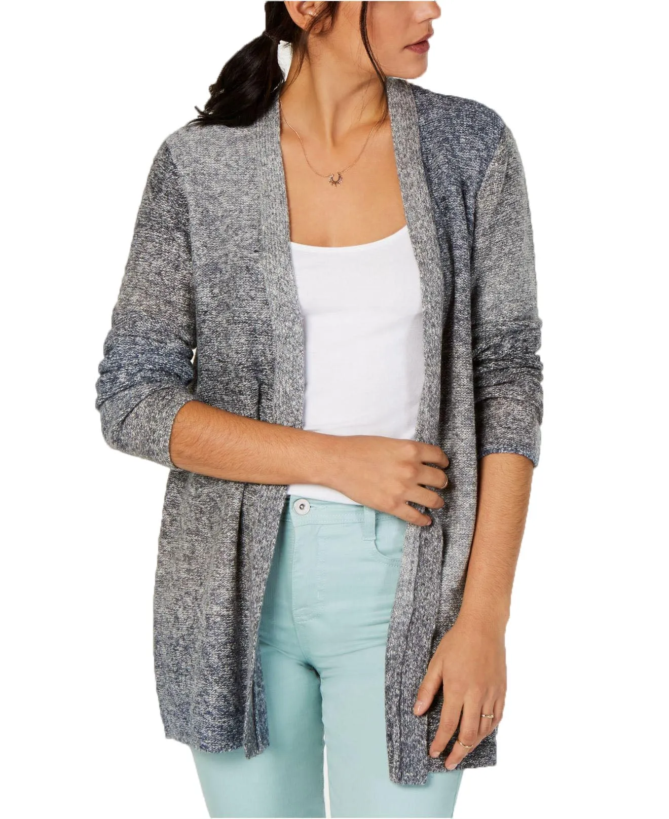 Style & Co Women's Ombré Open-Front Cardigan Gray  Extra Large