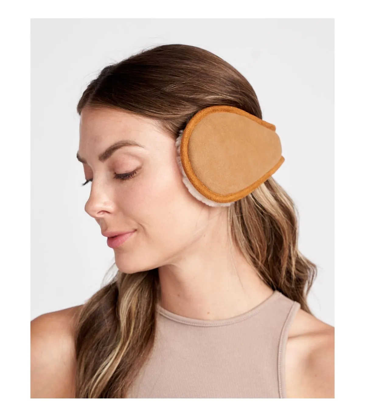 Tan Shearling Earmuffs | FurSource.com