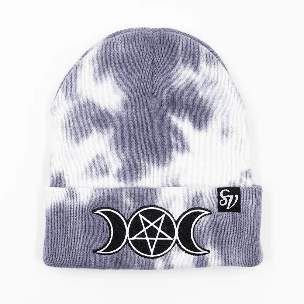 Triple Moon Grey Tie Dye Beanie