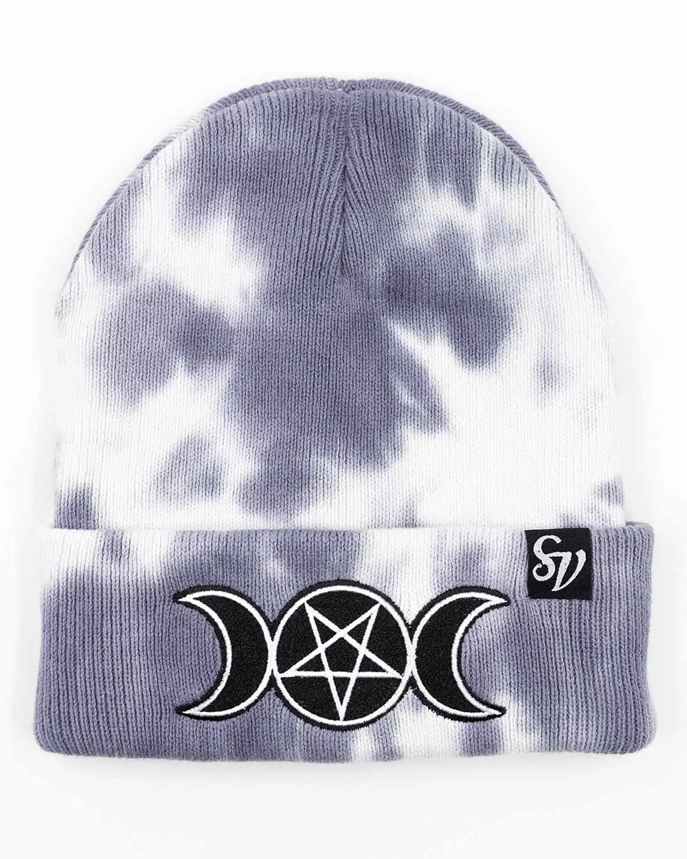 Triple Moon Grey Tie Dye Beanie