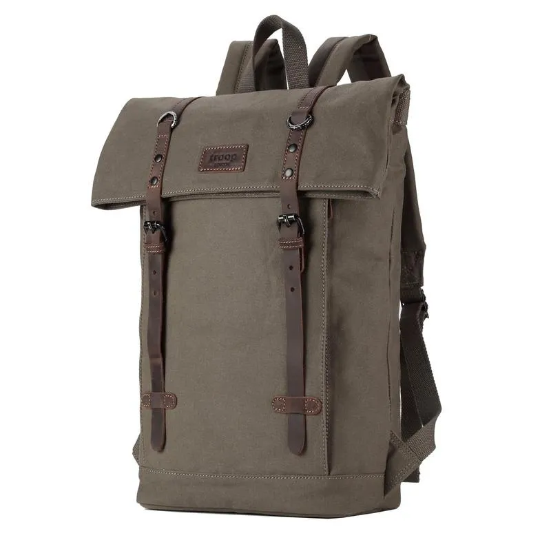 Troop London TRP0425 Heritage Laptop Backpack in Olive