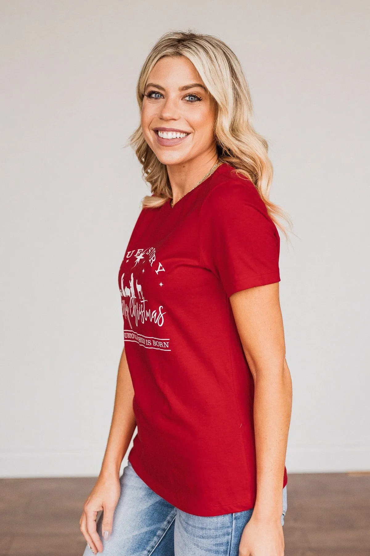 True Story Merry Christmas Graphic Tee- Red