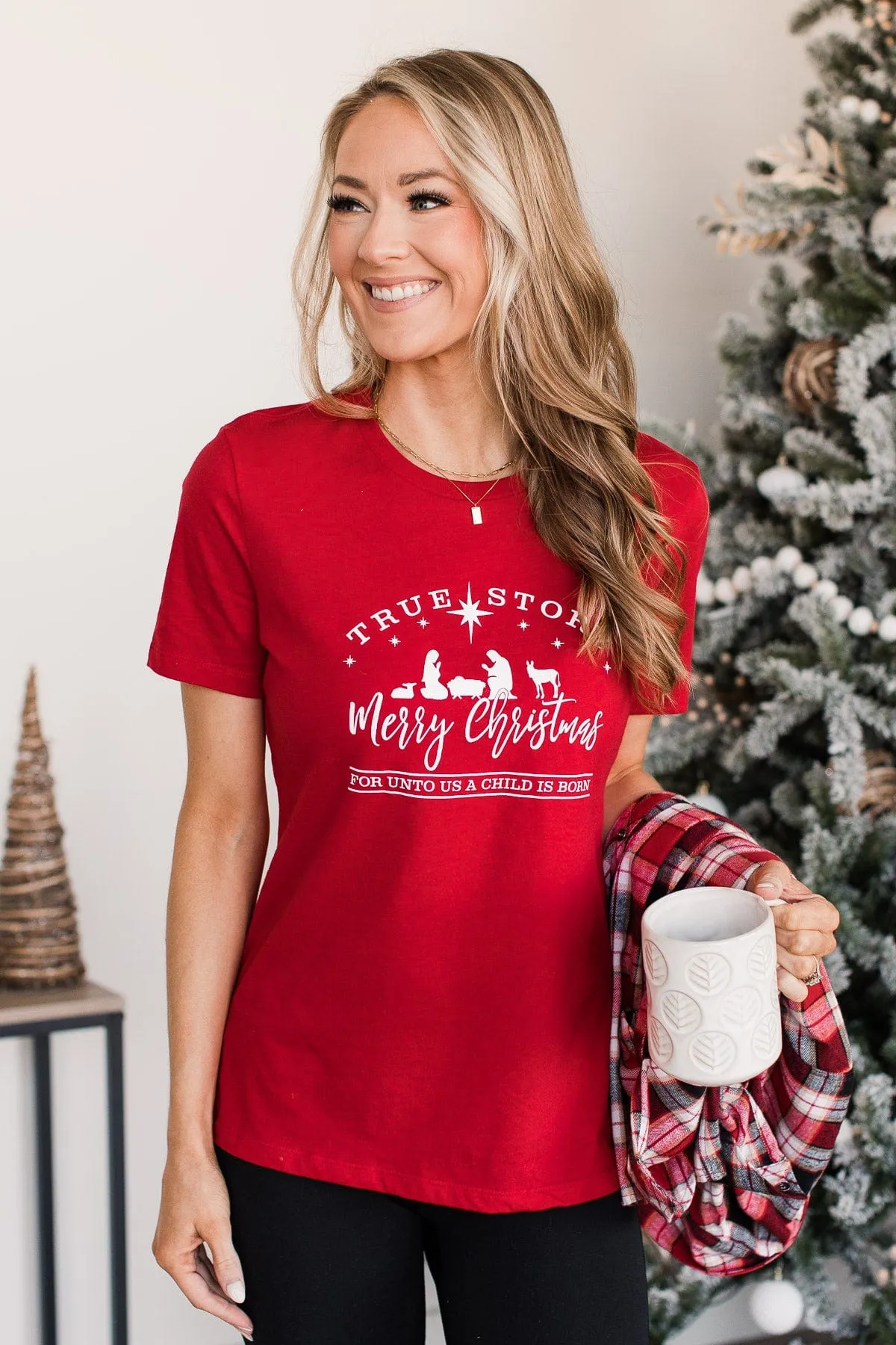 True Story Merry Christmas Graphic Tee- Red