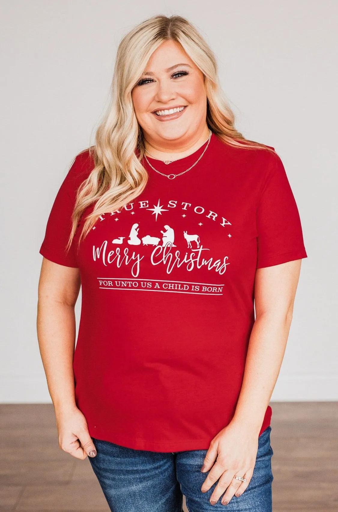 True Story Merry Christmas Graphic Tee- Red