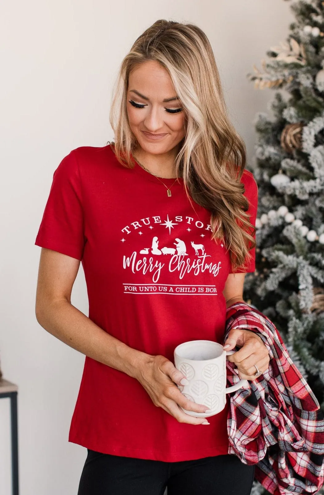 True Story Merry Christmas Graphic Tee- Red