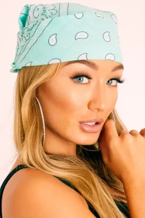 Turquoise Paisley Print Bandana Hair Scarf -  Evalynn