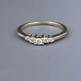 Vintage 10K White Gold Five Stone Diamond Ring, Sz 6