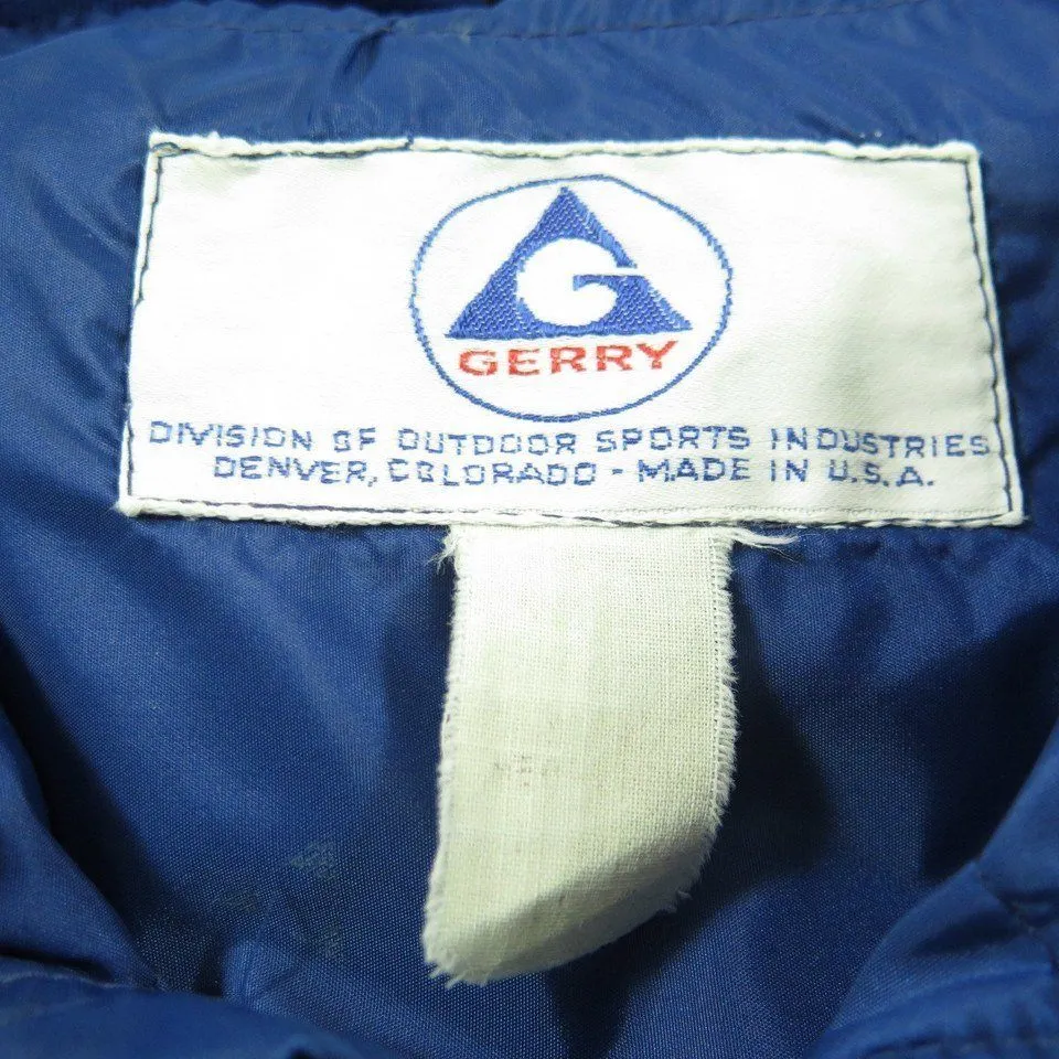 Vintage 70s Gerry Down Parka Mens M Puffy Blue Double Zip Belted Ski Boulder CO