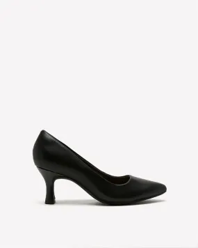 Wide Width, Black Leather Pointed Pump Shoe - Clarks