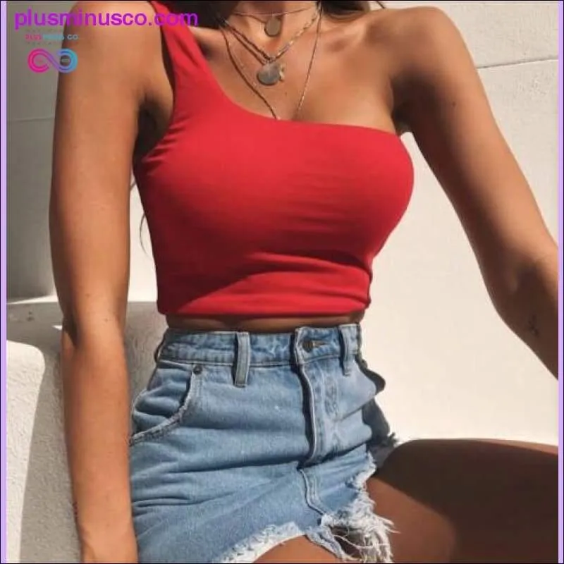 Women Sexy Cool Single One Shoulder Tank Tops Vest Bare