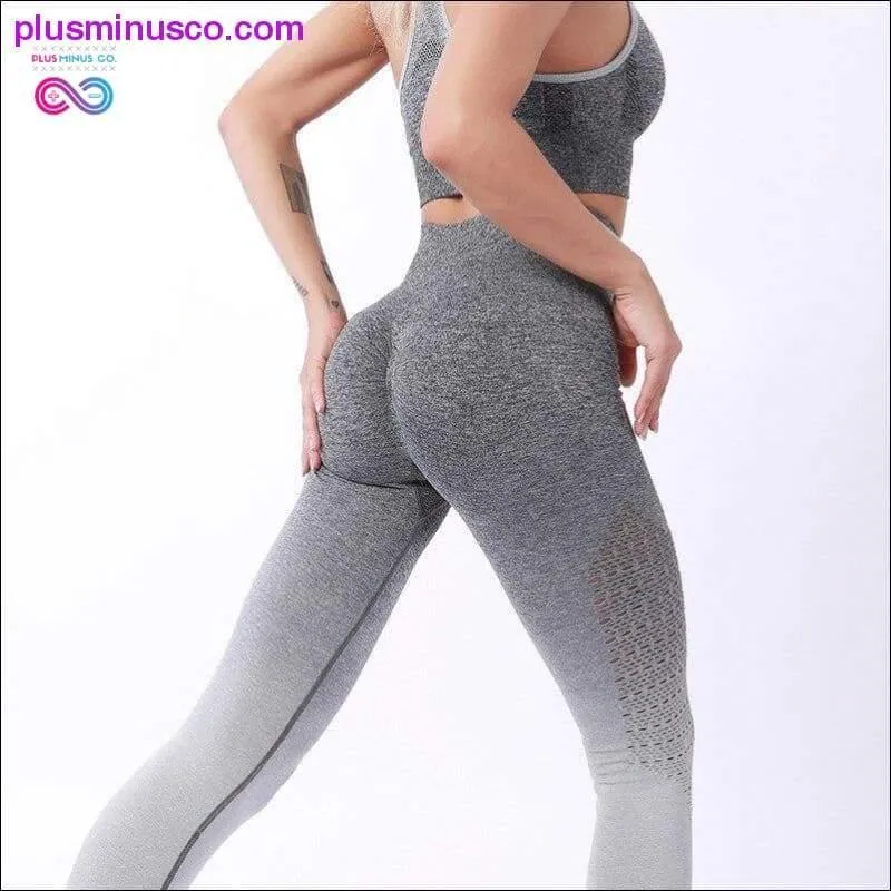 Women Sport Suit Fitness Female Yoga Set Ombre Push Up