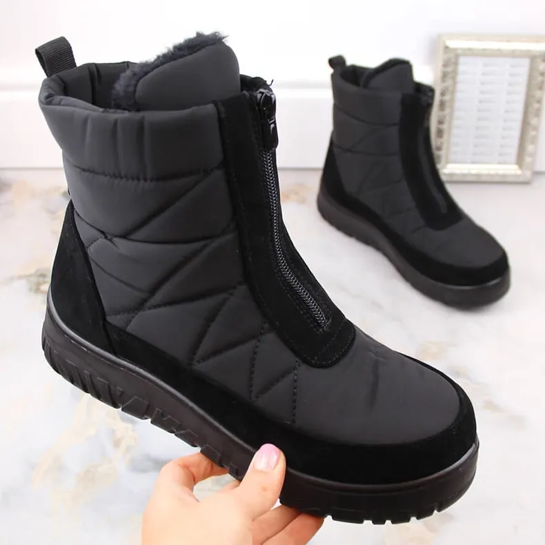 Women's insulated black zippered snow boots T.Sokolski Z23-348