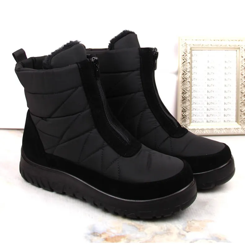 Women's insulated black zippered snow boots T.Sokolski Z23-348