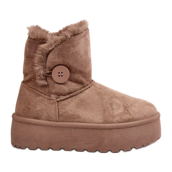 Women's Platform Snow Boots With Fur, Beige Vikas