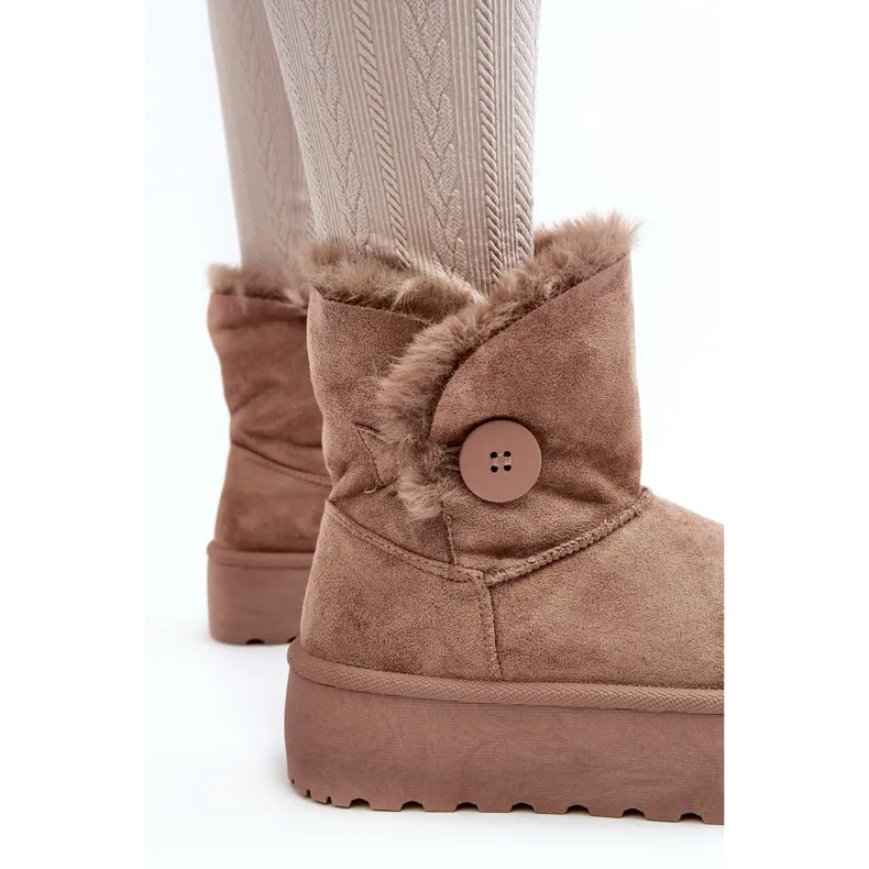 Women's Platform Snow Boots With Fur, Beige Vikas