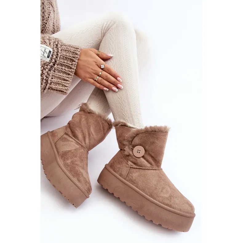 Women's Platform Snow Boots With Fur, Beige Vikas