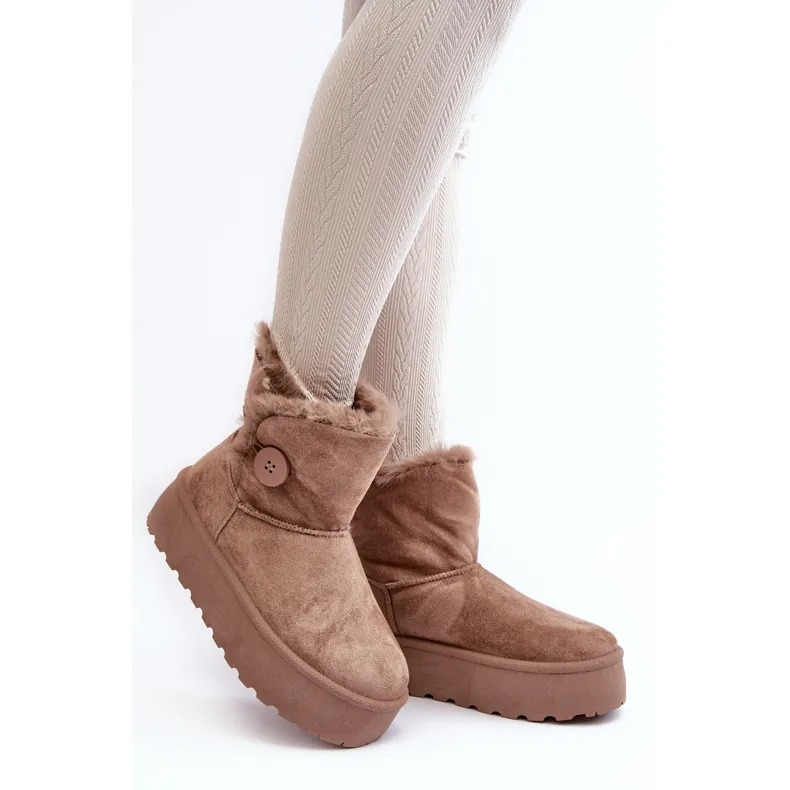 Women's Platform Snow Boots With Fur, Beige Vikas