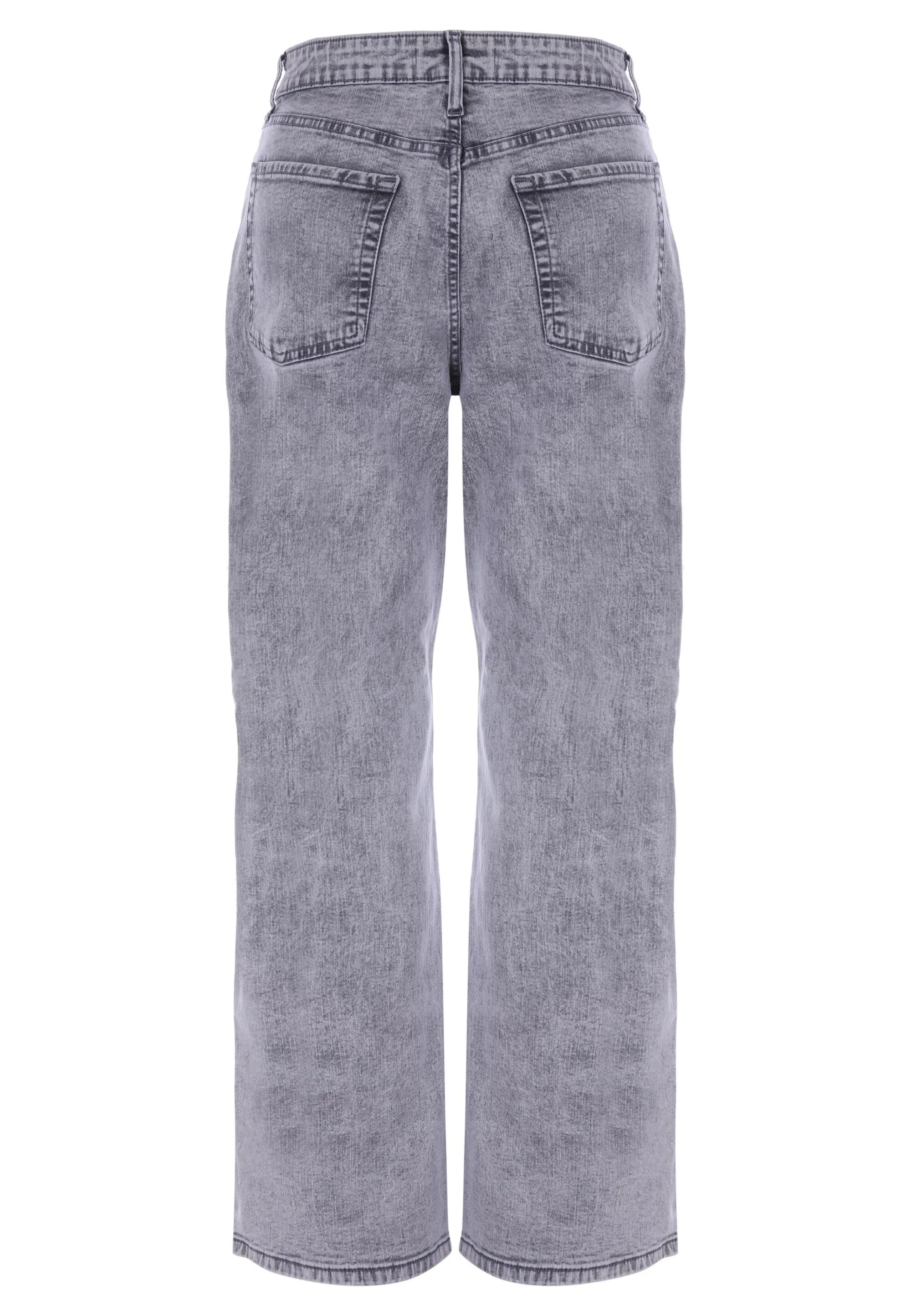 Womens Grey High Rise Wide Leg Jeans