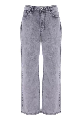 Womens Grey High Rise Wide Leg Jeans