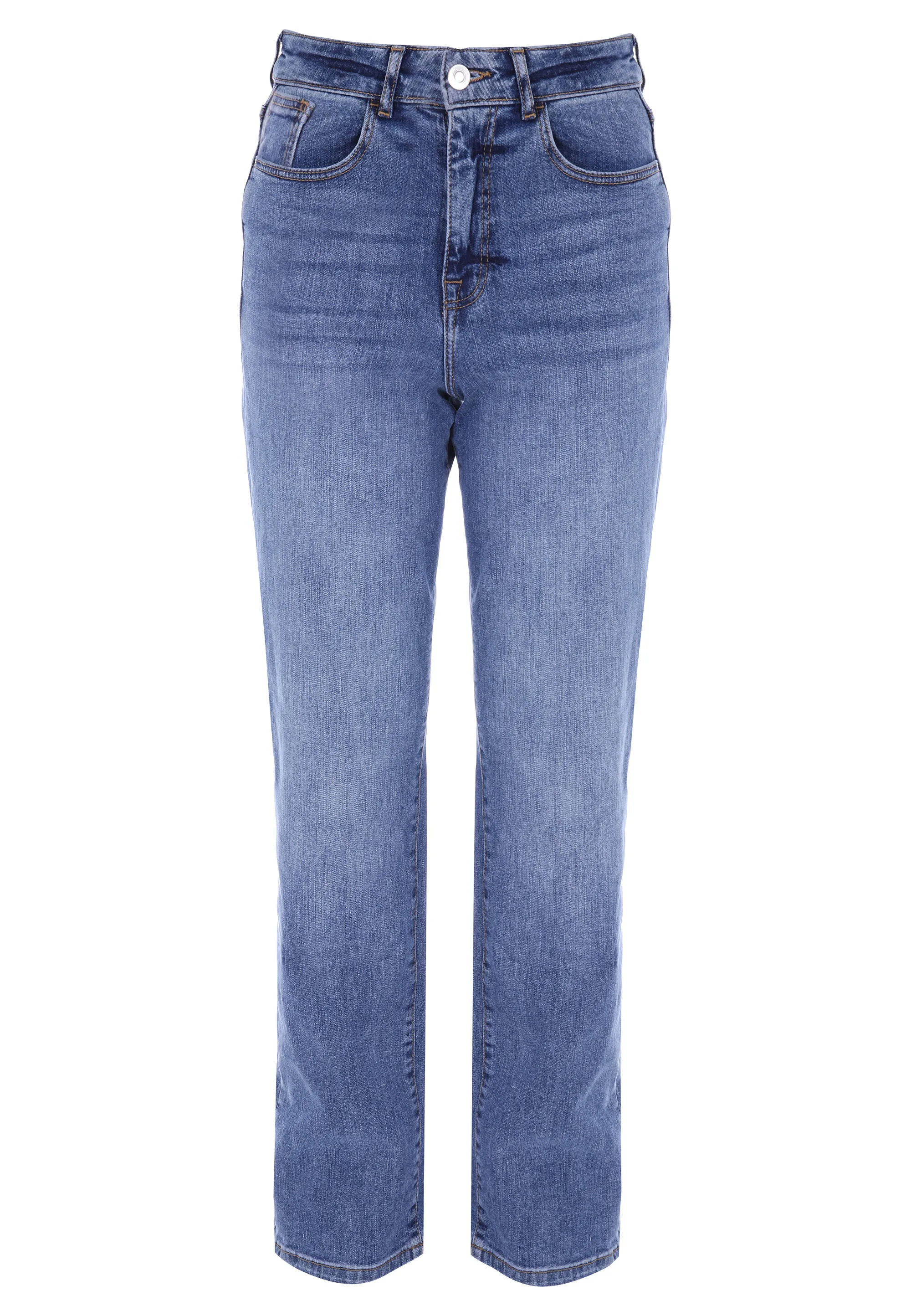 Womens Mid Blue Straight Leg Jeans