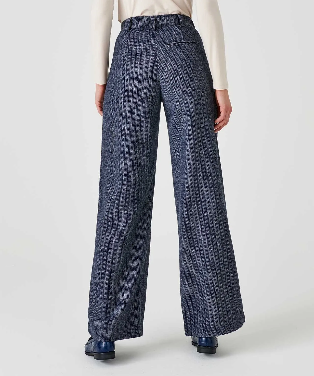 Wool Blend Wide Leg Trousers