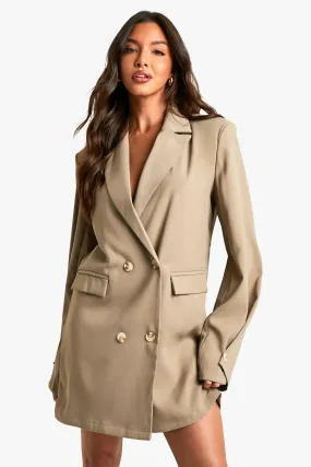 Woven Pocket Front Oversized Blazer Dress