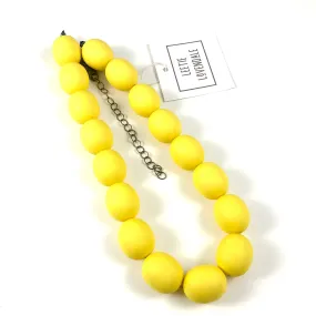 Yellow Matte Chunky Oval Beaded Marco Necklace