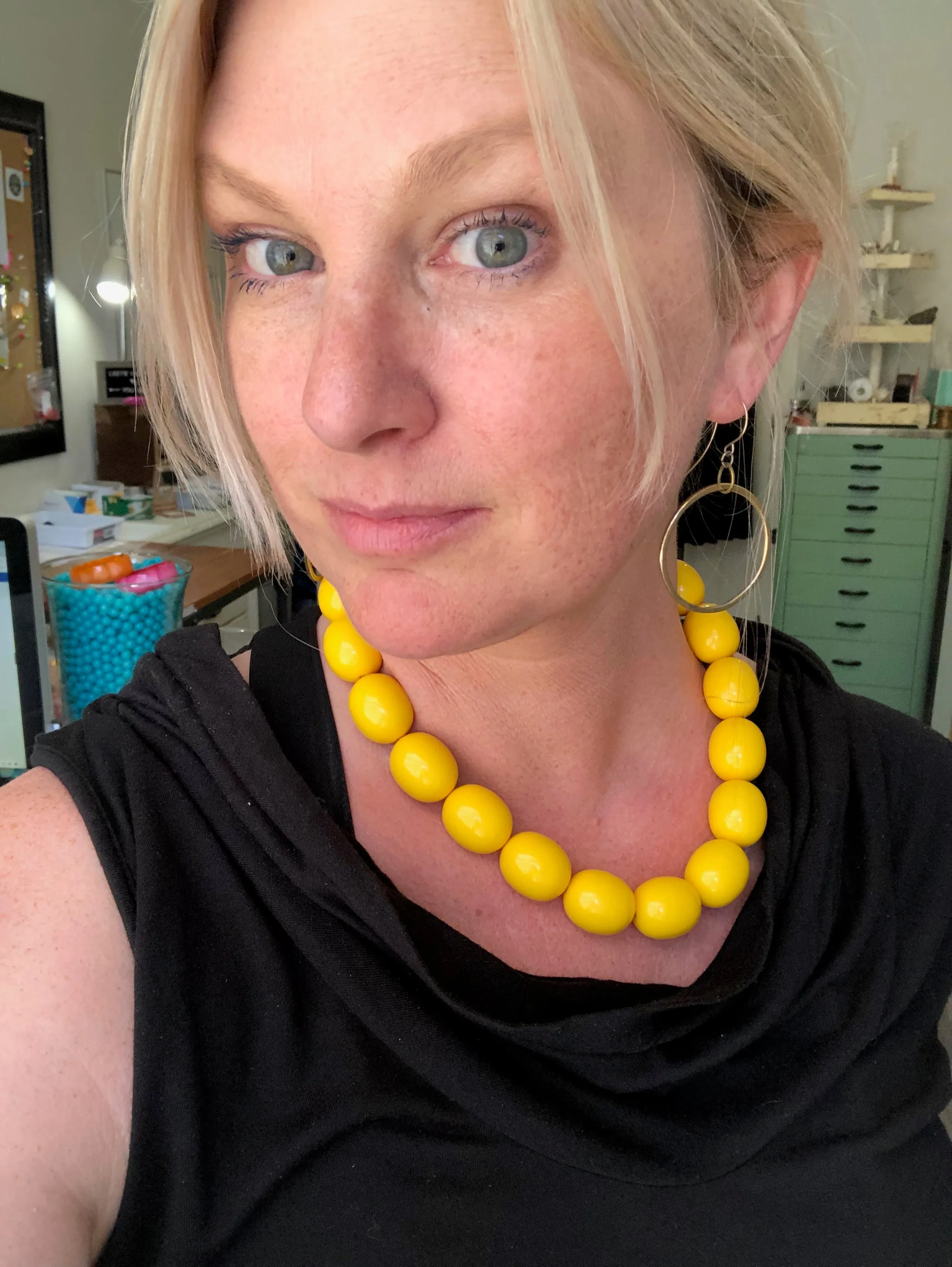 Yellow Matte Chunky Oval Beaded Marco Necklace