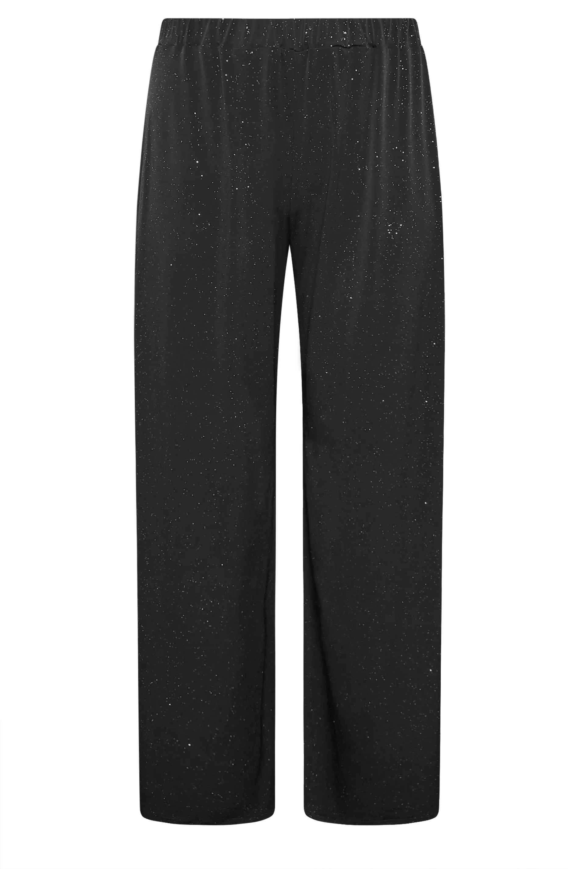 YOURS Curve Black Glitter Wide Leg Trousers