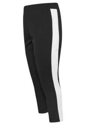 YOURS Curve Black Side Stripe Tapered Trousers