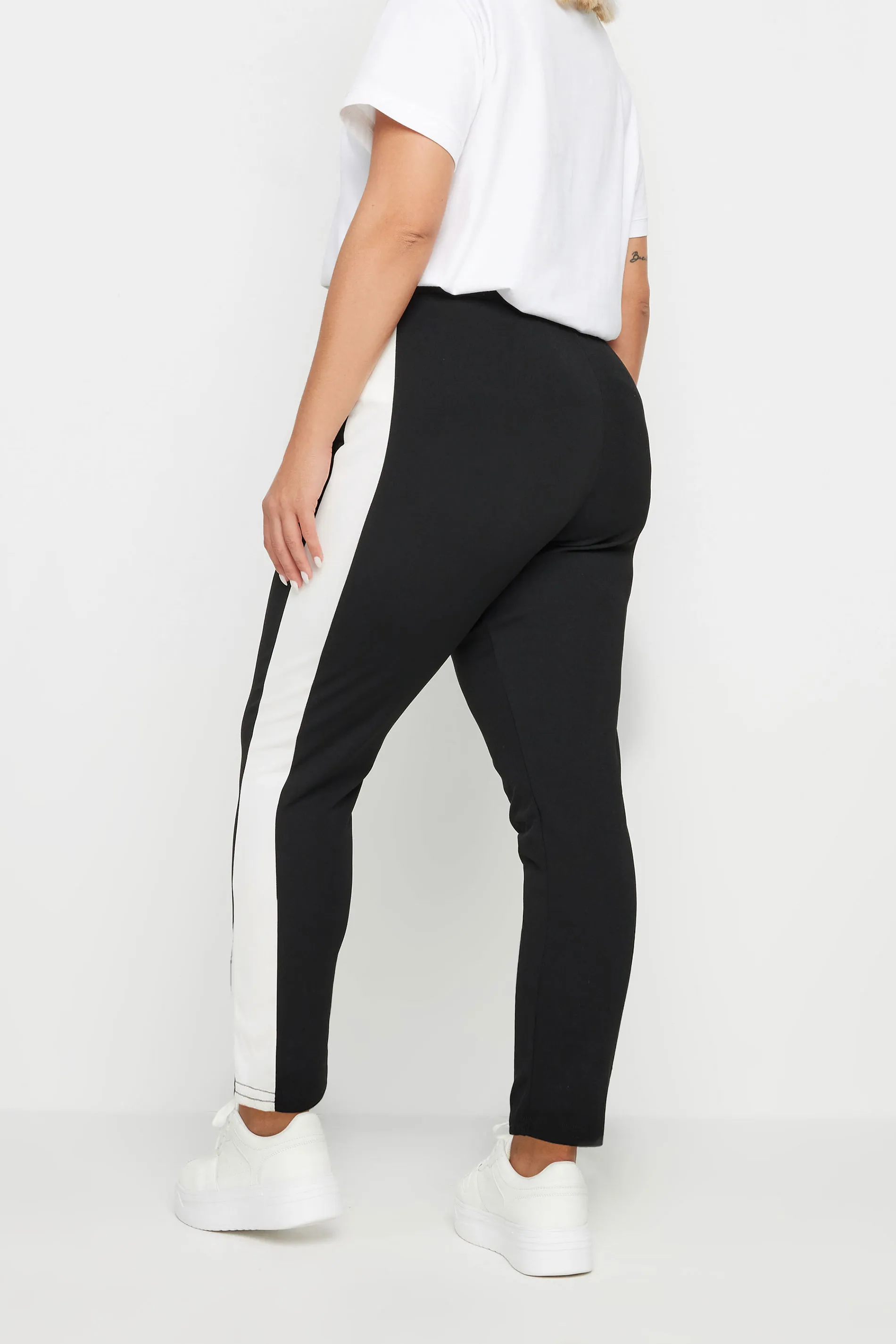 YOURS Curve Black Side Stripe Tapered Trousers