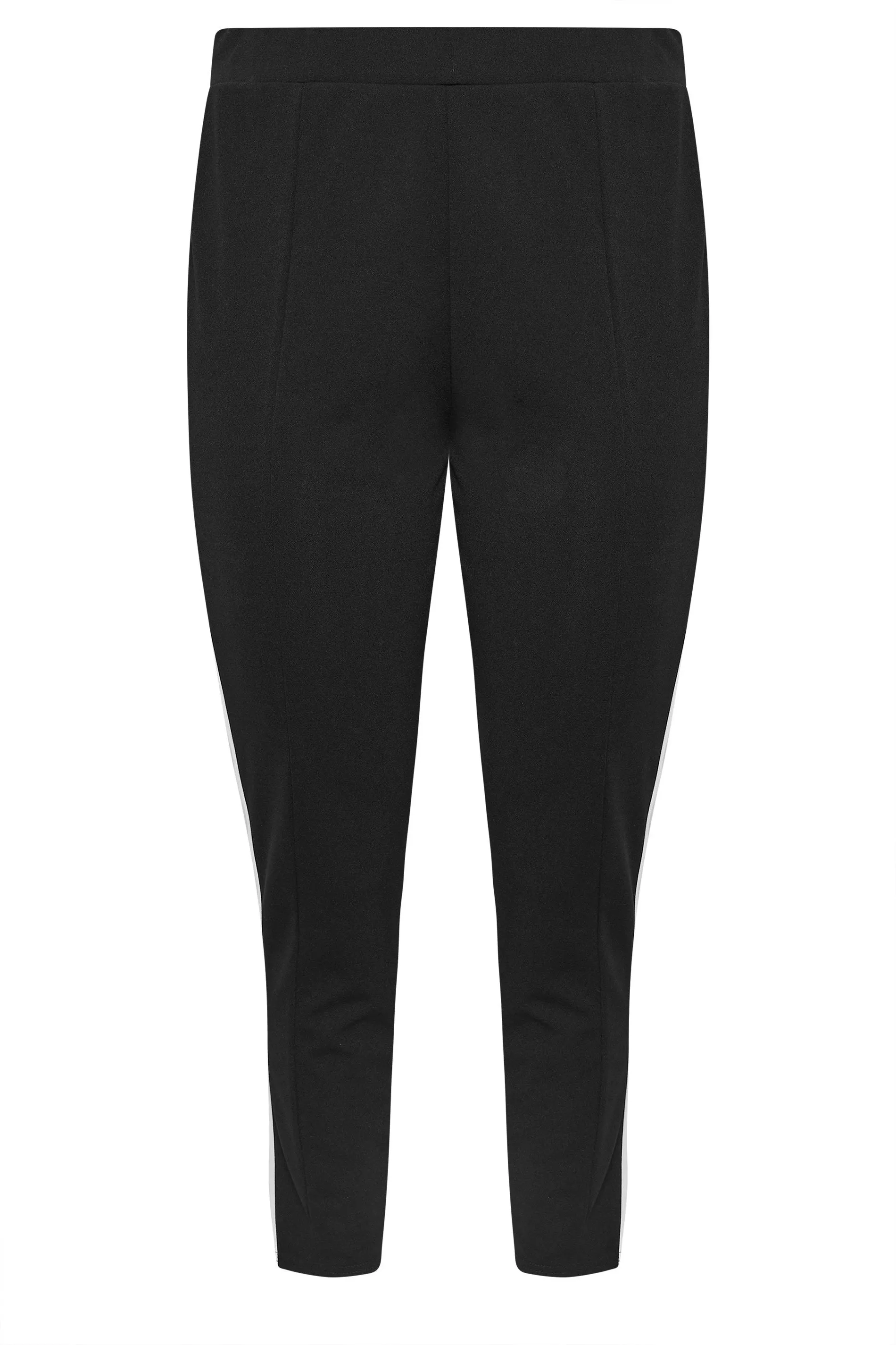 YOURS Curve Black Side Stripe Tapered Trousers