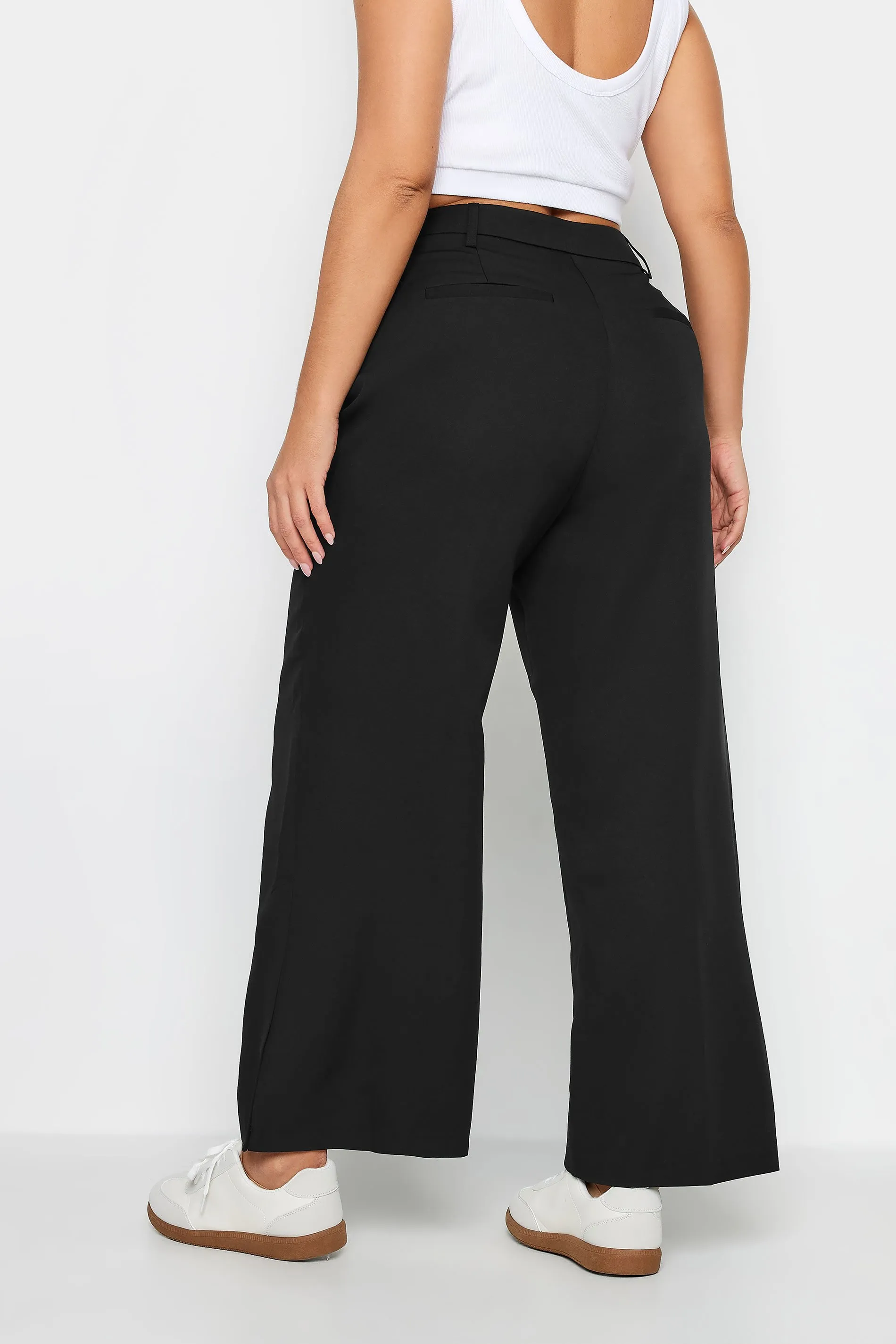 YOURS Curve Black Split Hem Flared Trousers