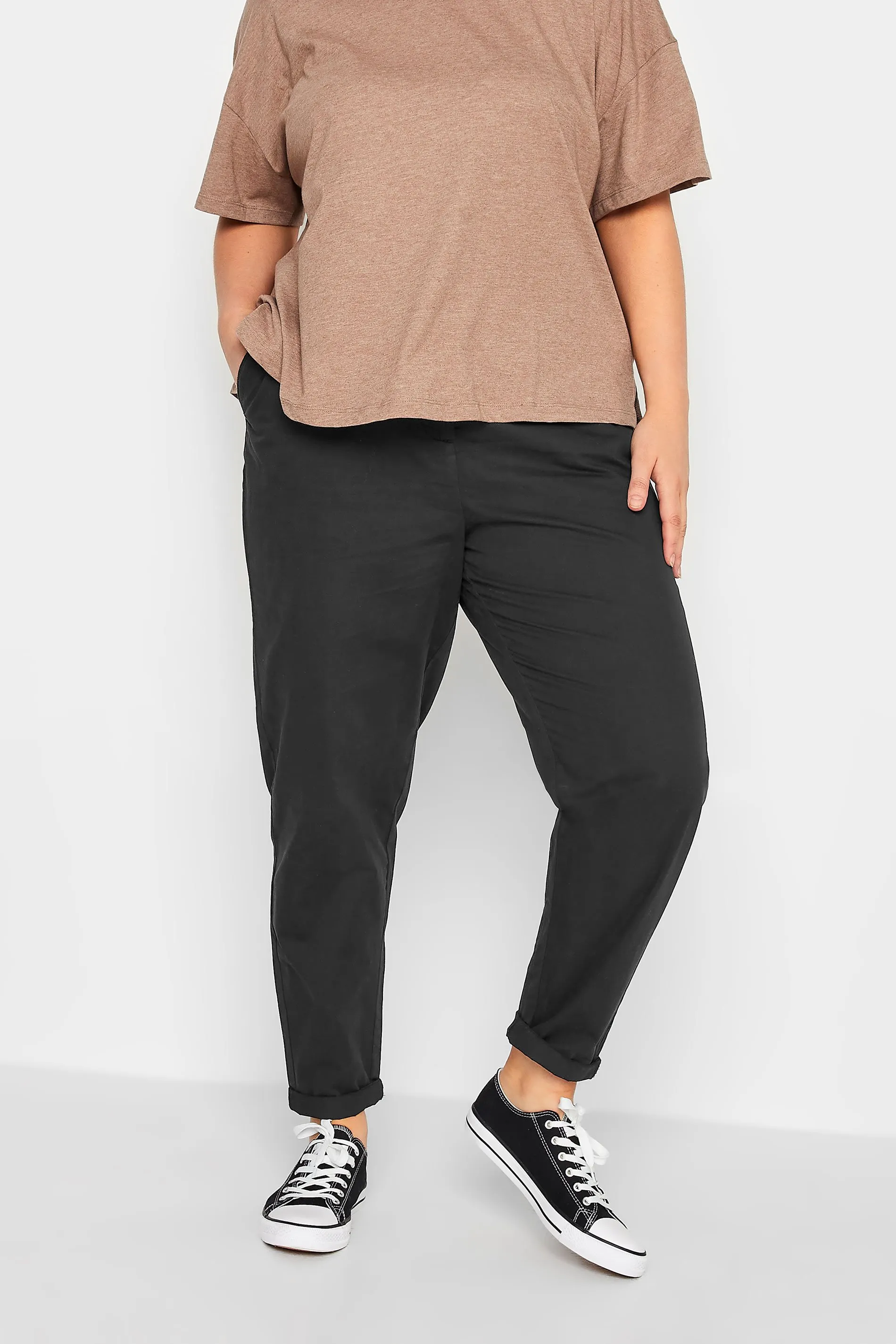 YOURS Curve Black Straight Leg Chino Trousers