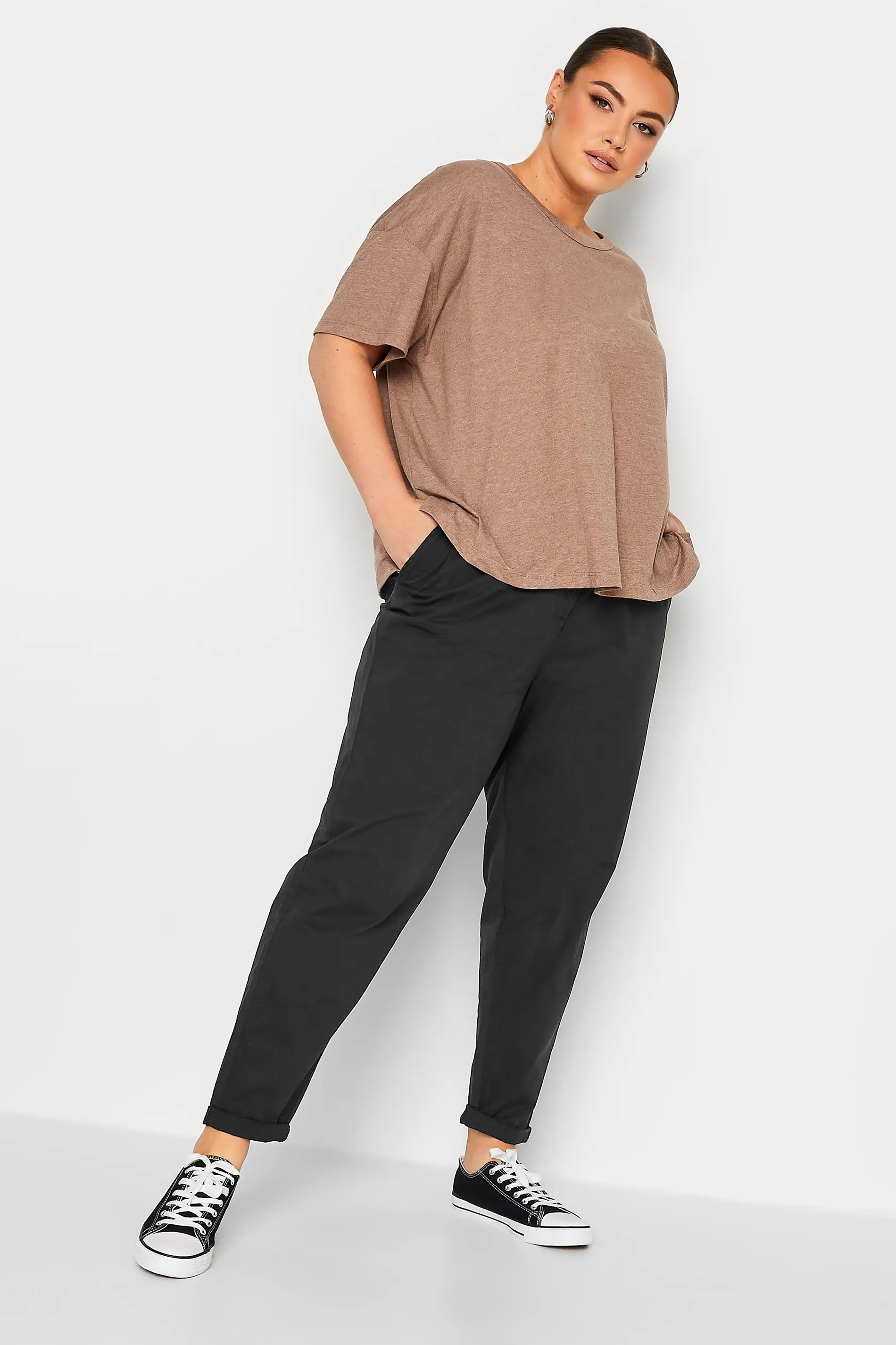 YOURS Curve Black Straight Leg Chino Trousers