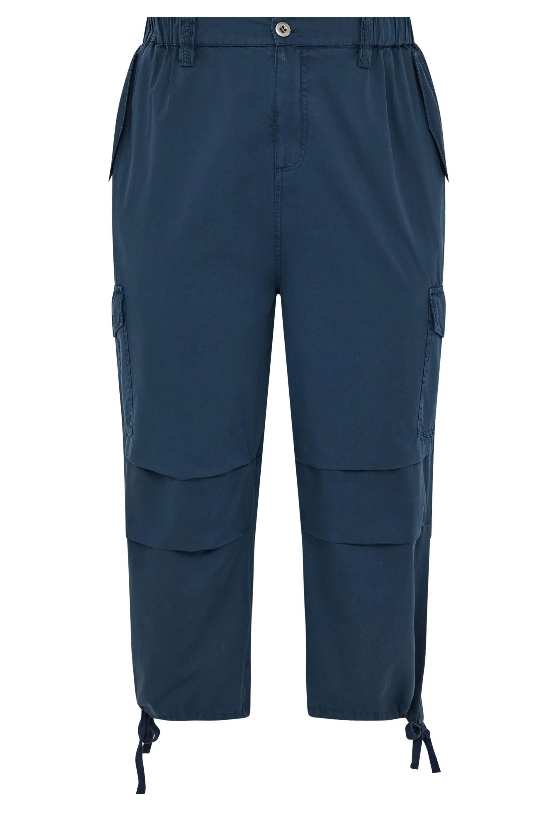 YOURS Curve Navy Blue Cargo Cropped Trousers