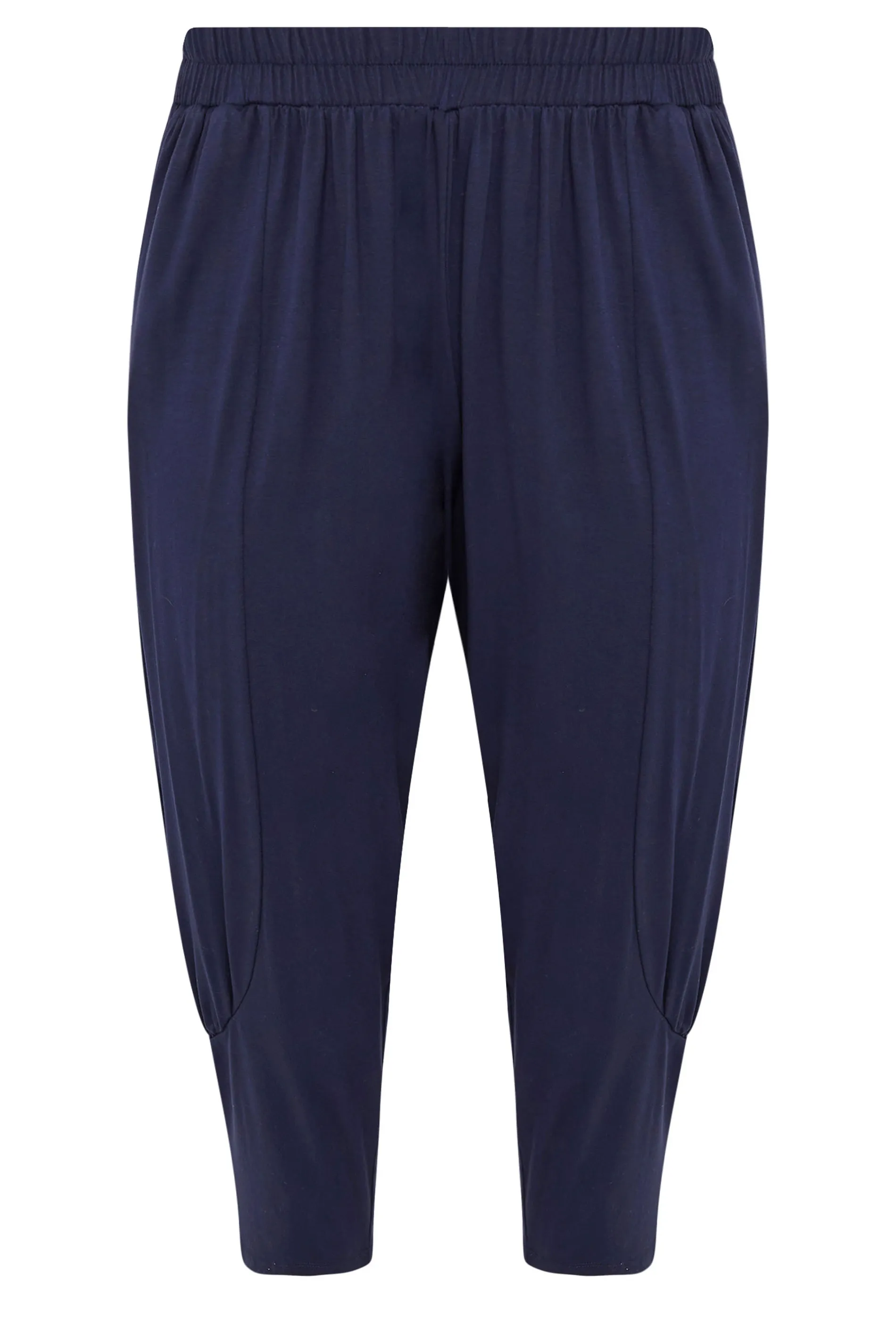 YOURS Curve Navy Blue Ruched Harem Trousers