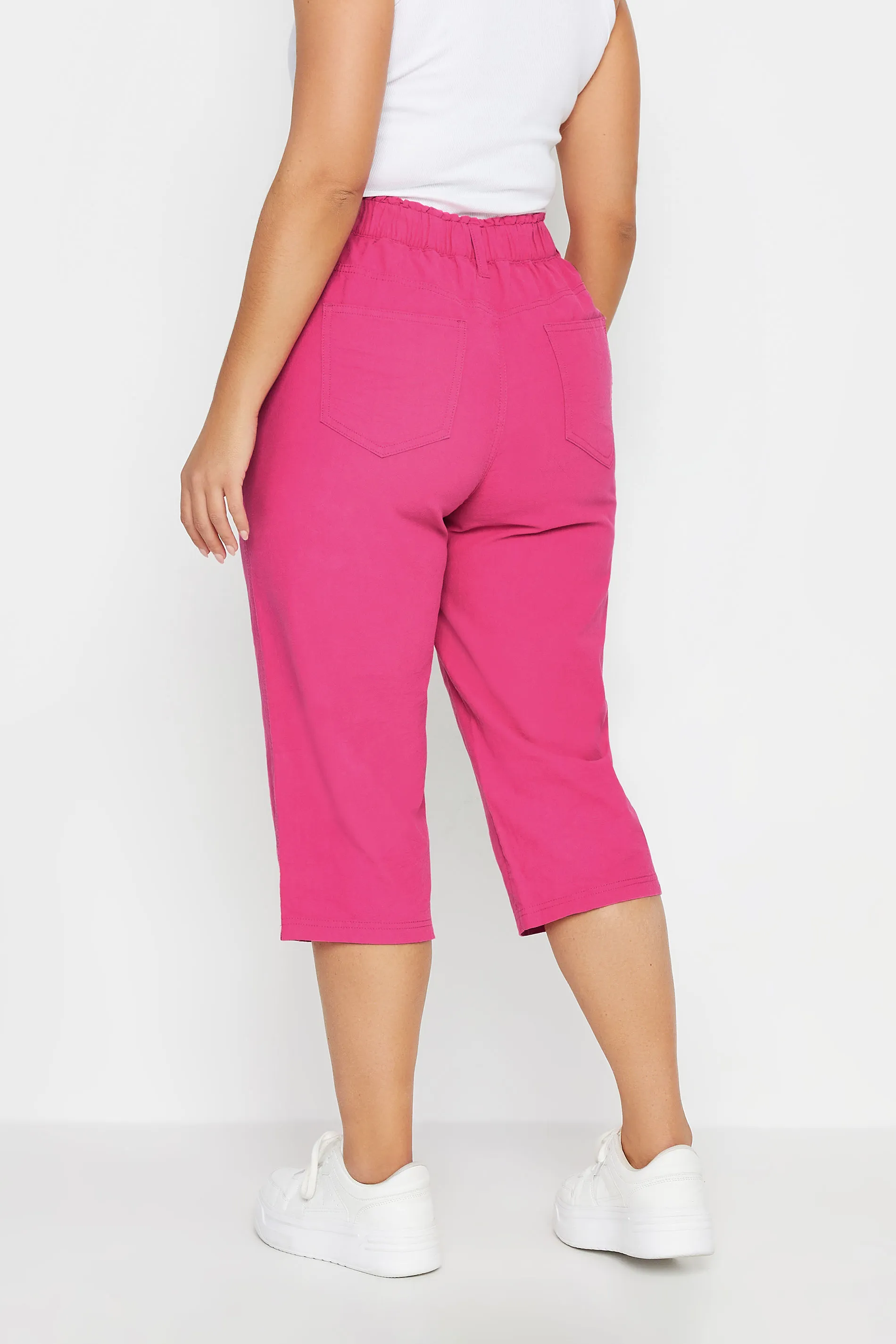 YOURS Curve Pink Cool Cotton Cropped Trousers