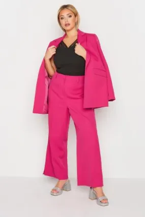 YOURS Curve Pink Split Hem Flared Trousers