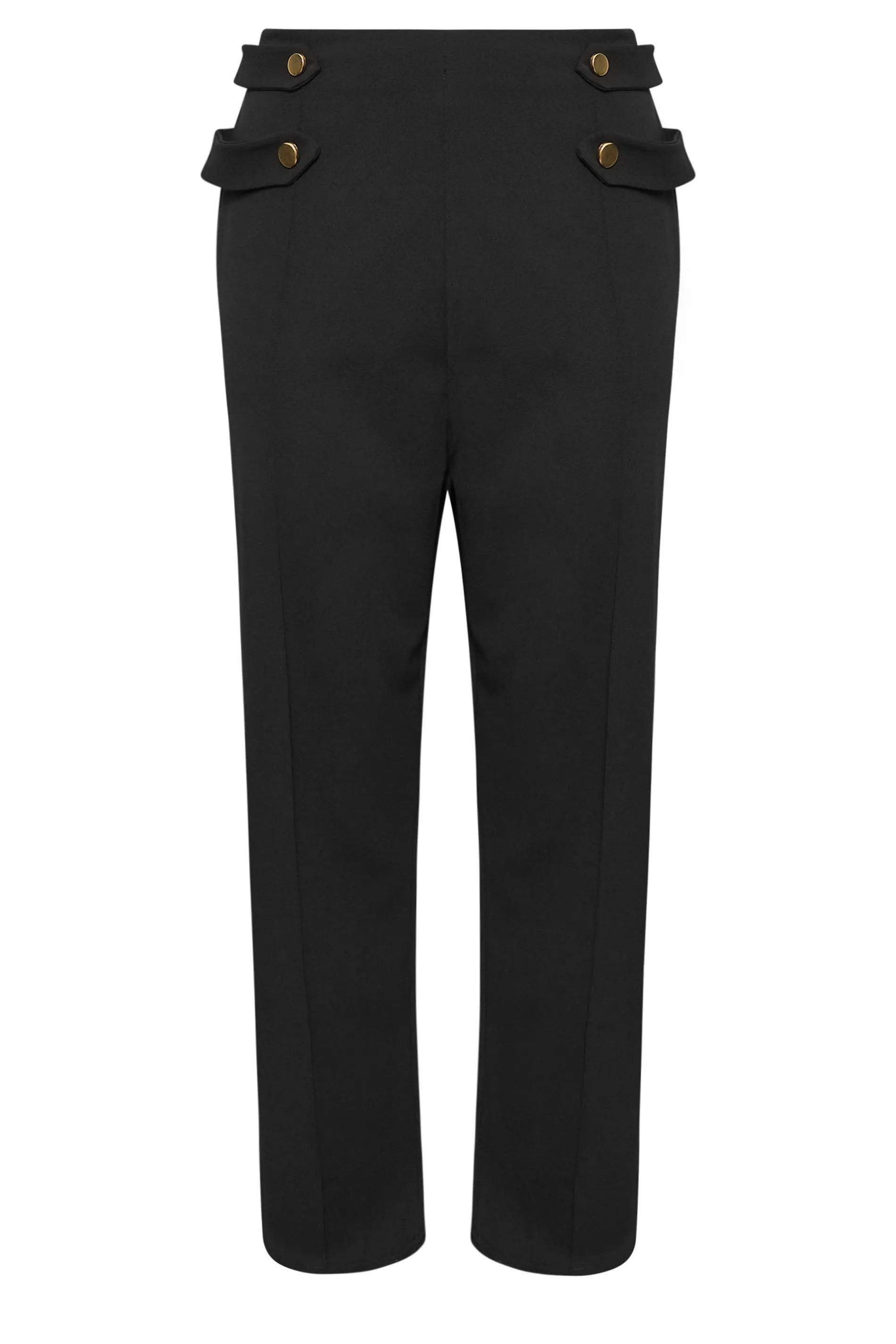 YOURS LONDON Curve Black Button Detail Trousers